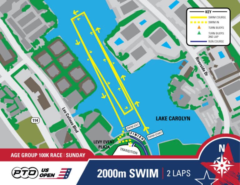 PTO US Open 100km Swim Course Map