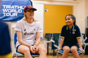 T100 stars Lucy Charles-Barclay and Magnus Ditlev visit primary school in Singapore 